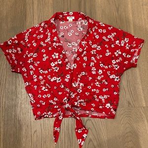 Garage floral tie-up blouse